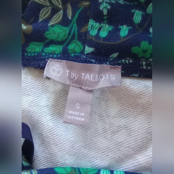 Talbots Blue/Green Flora‎ lFunnel Neck Pullover/Jogger/Loungewear (Size S/XS) - Picture 6 of 12